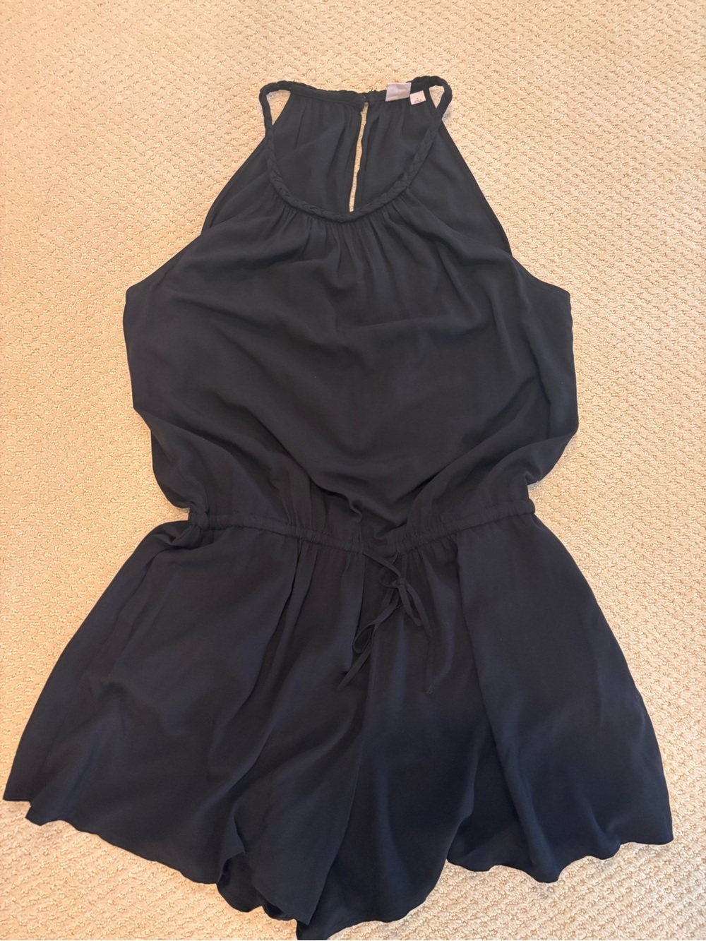 GAP Black Braided-Strap Halter Romper Short